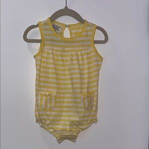 Yellow and White Striped Baby Girl Outfit Romper Summer
